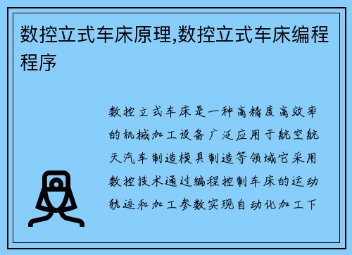 数控立式车床原理,数控立式车床编程程序